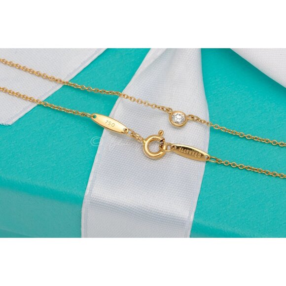 Tiffany & Co. Necklace Elsa Peretti "Diamonds By The Yard" .14ct 18k Yellow Gold - Picture 3 of 7